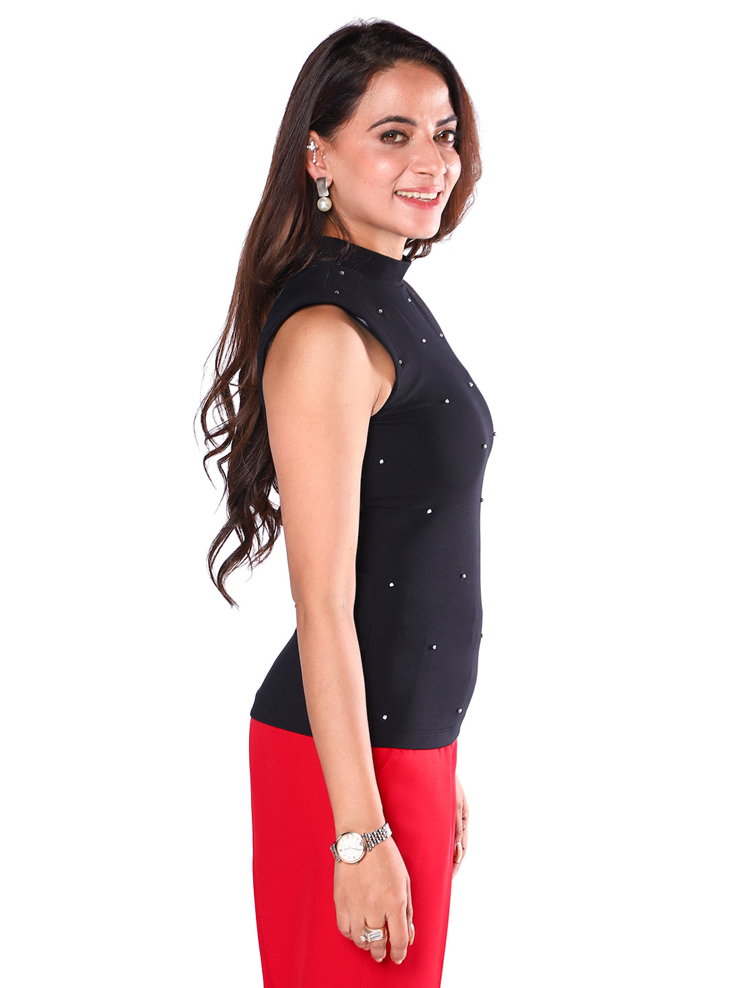 Exude Noir Embellished Top Shirts