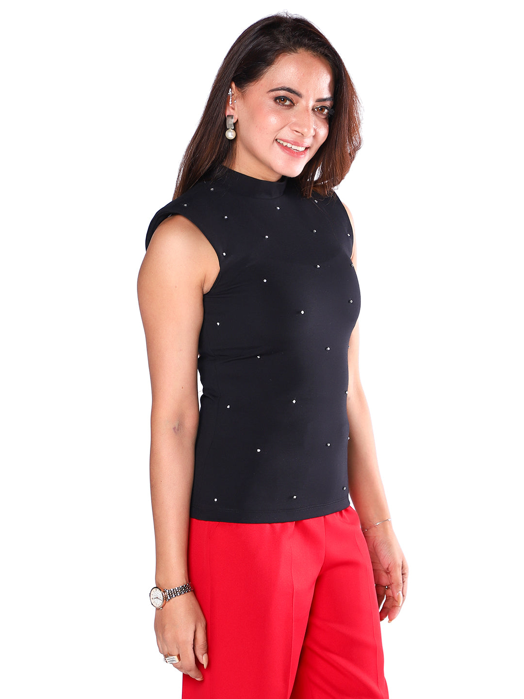Exude Noir Embellished Top Shirts