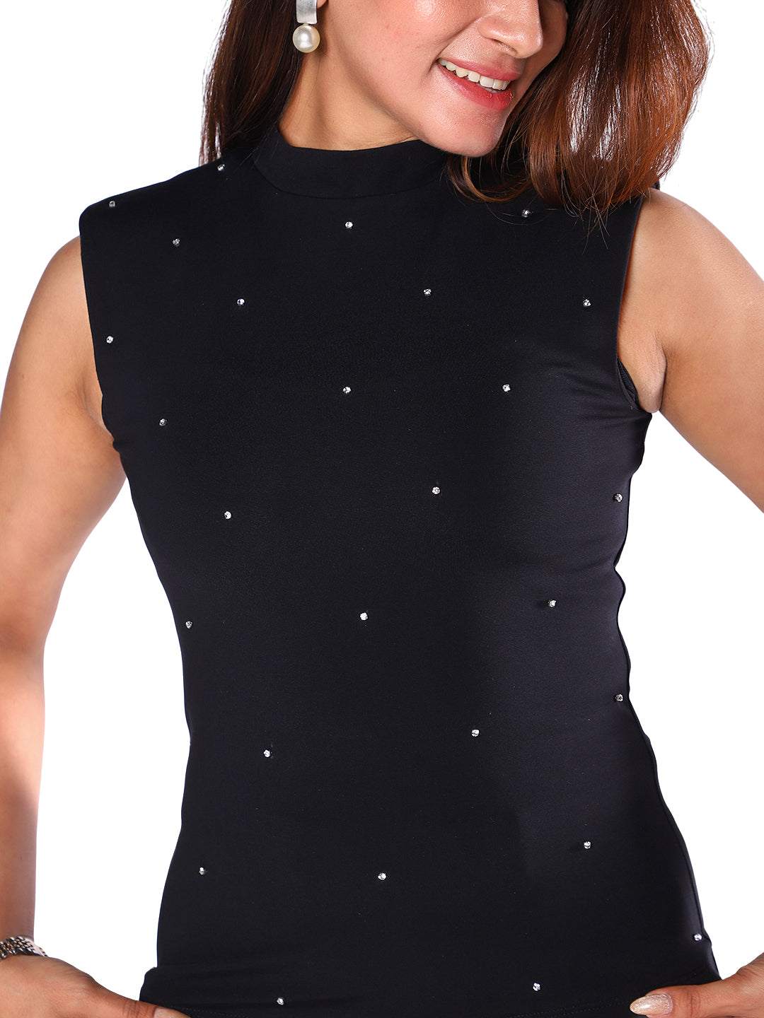 Exude Noir Embellished Top Shirts