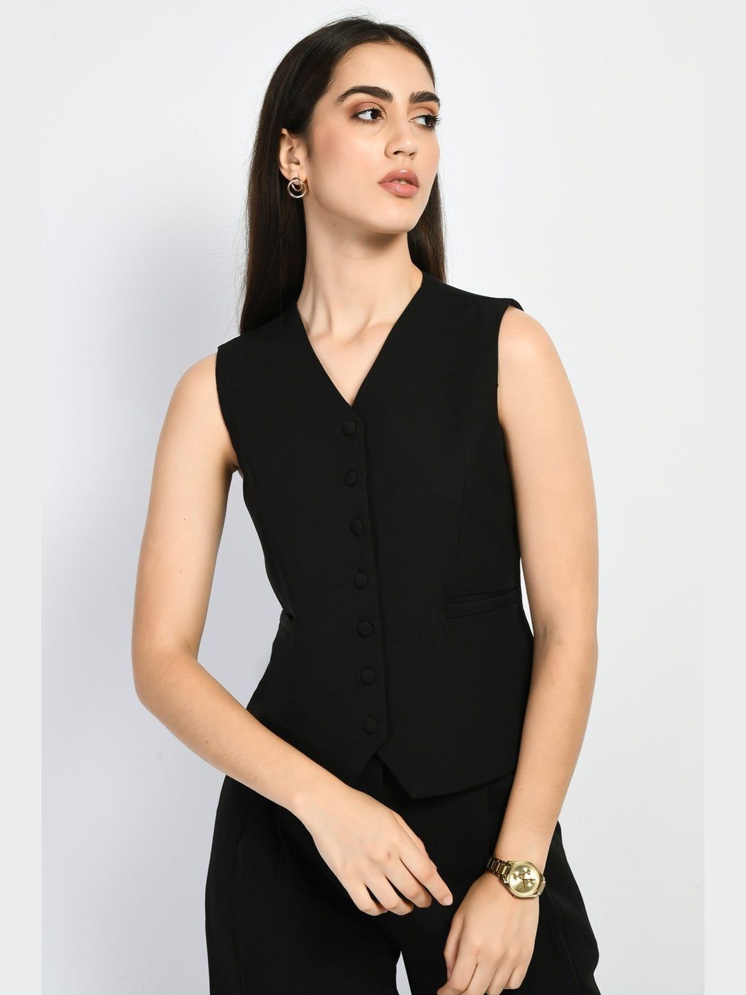 Exude Mysticism Waist-coat Top Black Tops