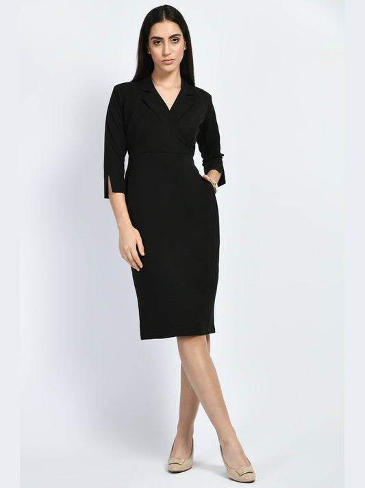 Exude Wonder Blazer Sheath Dress (Black)