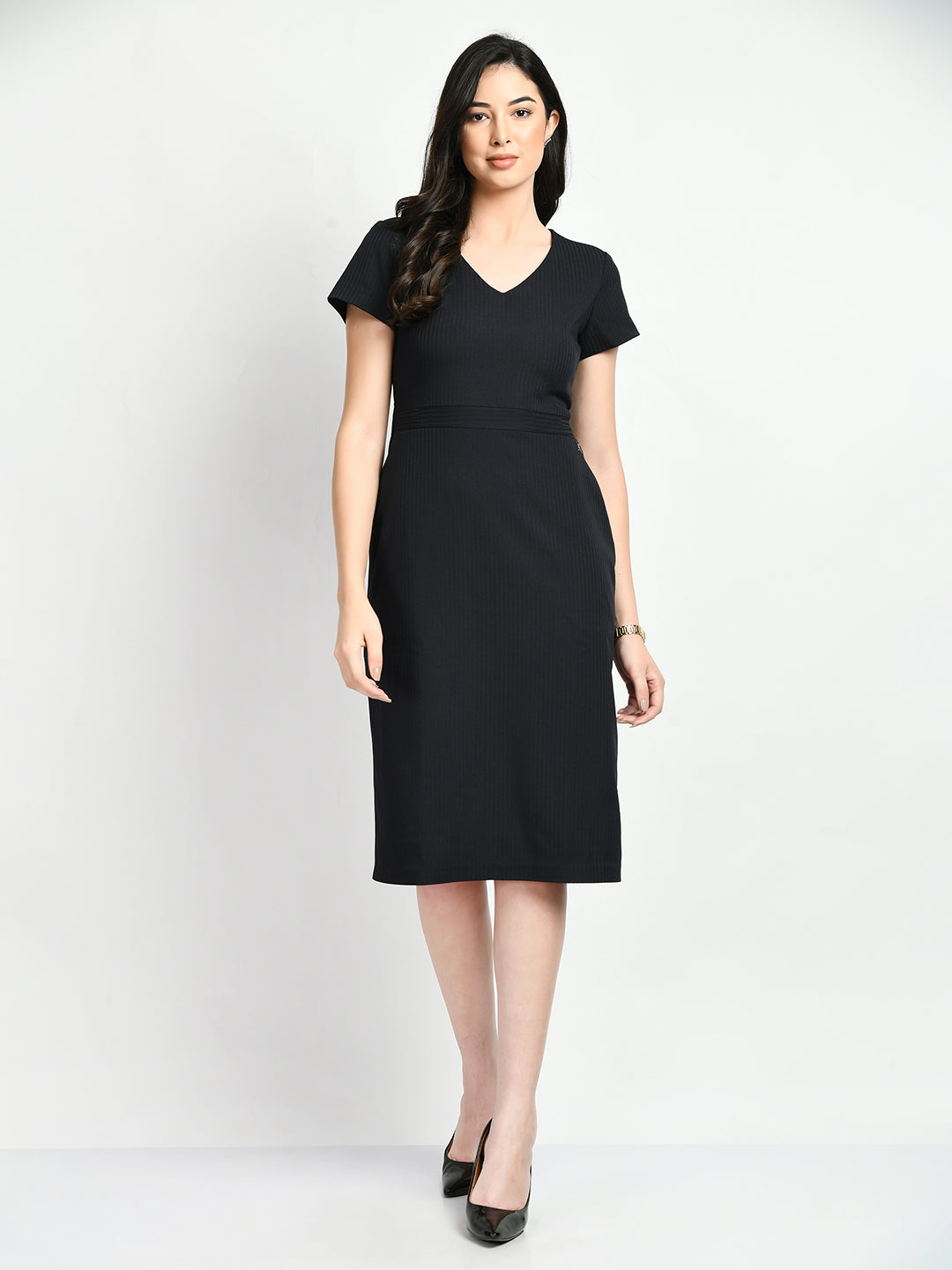 Exude Composure Sheath Dress Navy Dresses