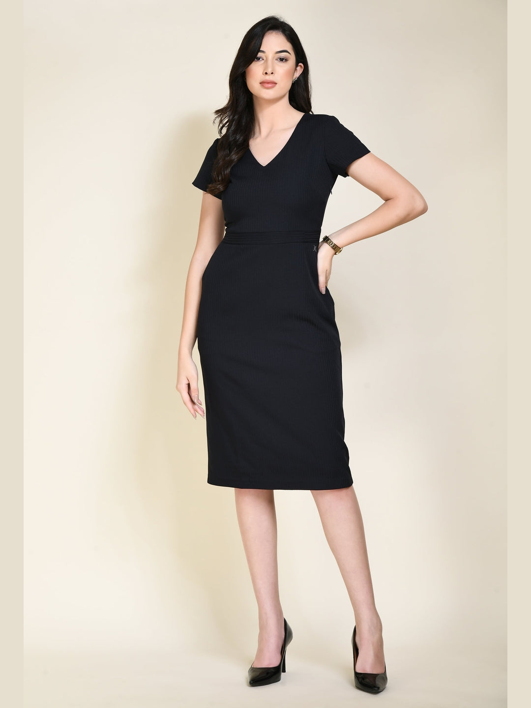 Exude Composure Sheath Dress Navy Dresses