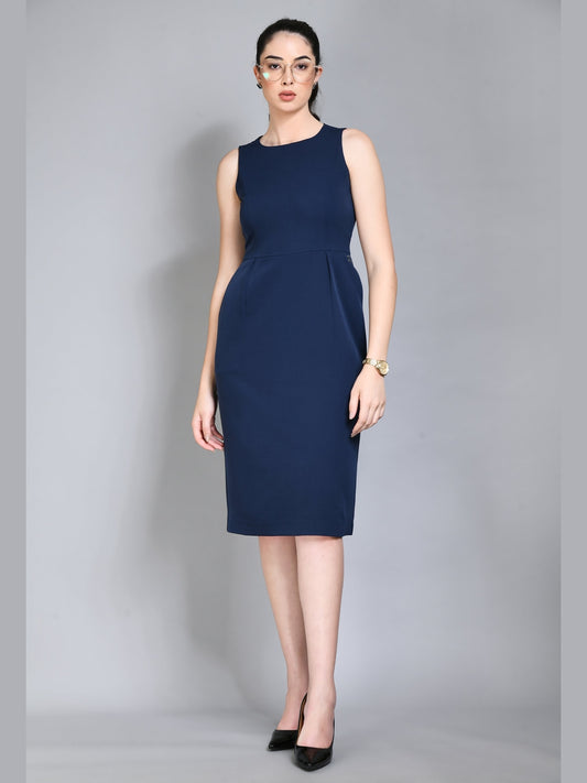 Exude Courage Sleeveless Sheath Dress Navy Dresses