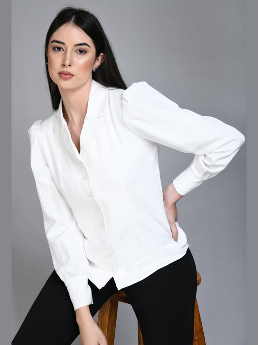 Exude Agility Blazer Top (White)