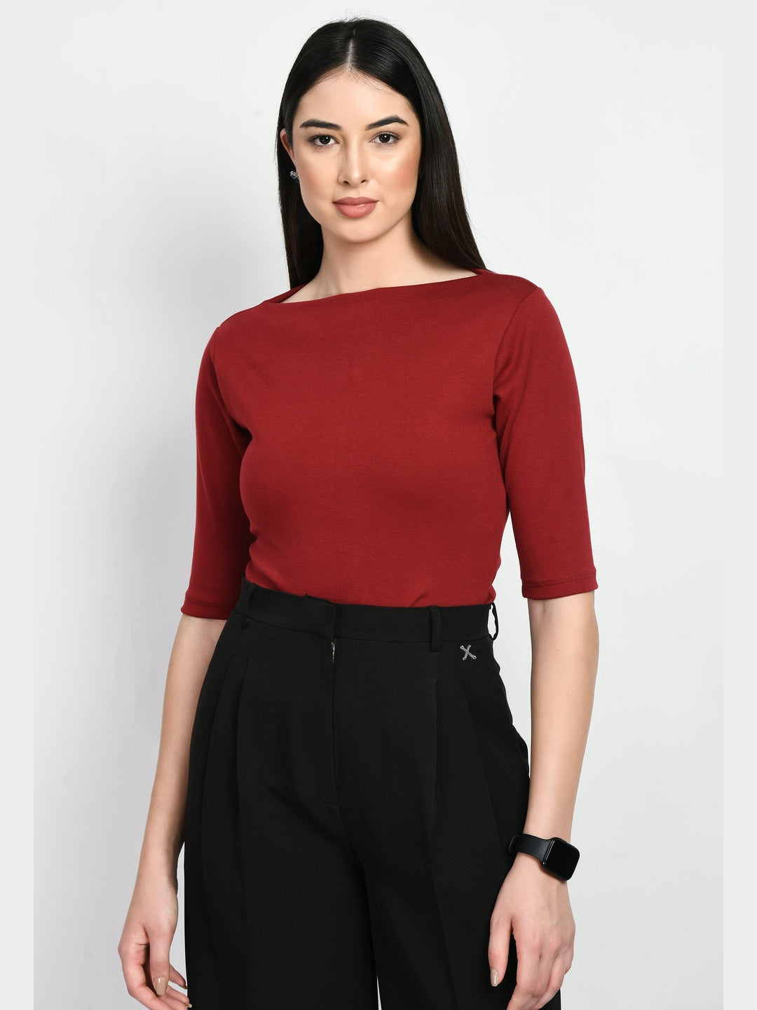 Exude Gratitude Boat Neck T-shirt Red T-Shirts