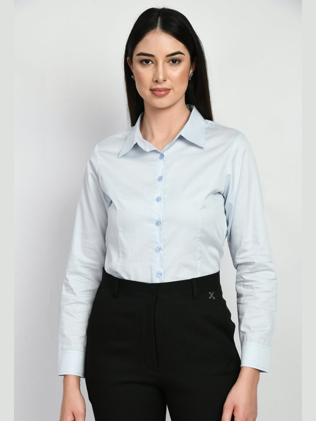 Exude Charisma Long Sleeves Formal Shirt Powder Blue Shirts
