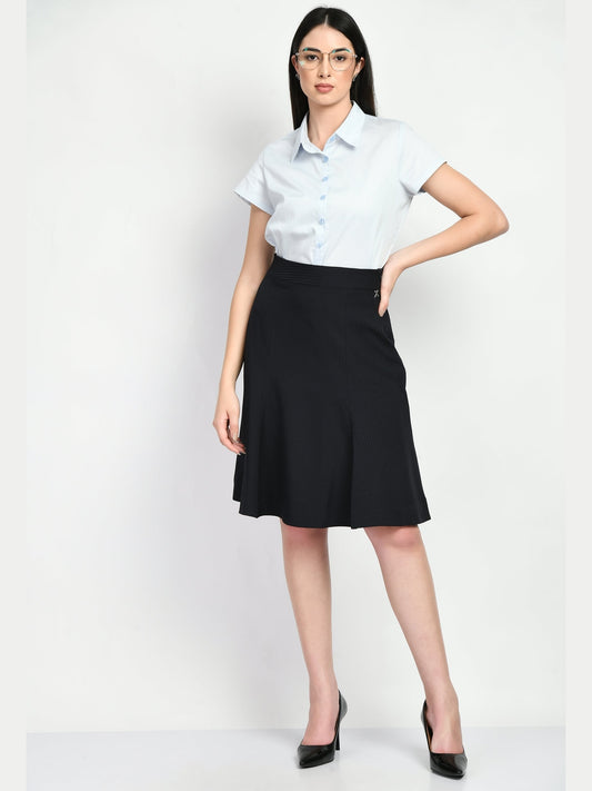 Exude Resilience Striped A-line Skirt Navy Skirt