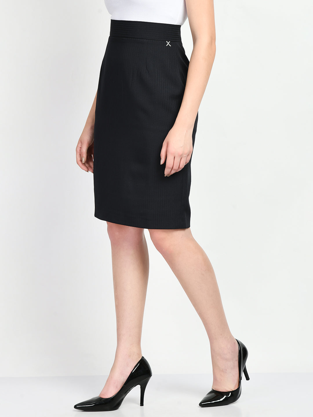 Exude Humility Striped Pencil Skirt Black Skirt
