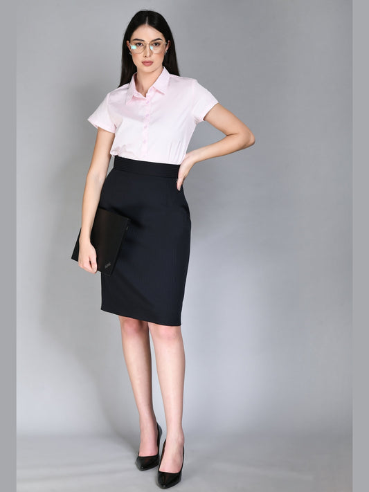 Exude Humility Striped Pencil Skirt Black Skirt