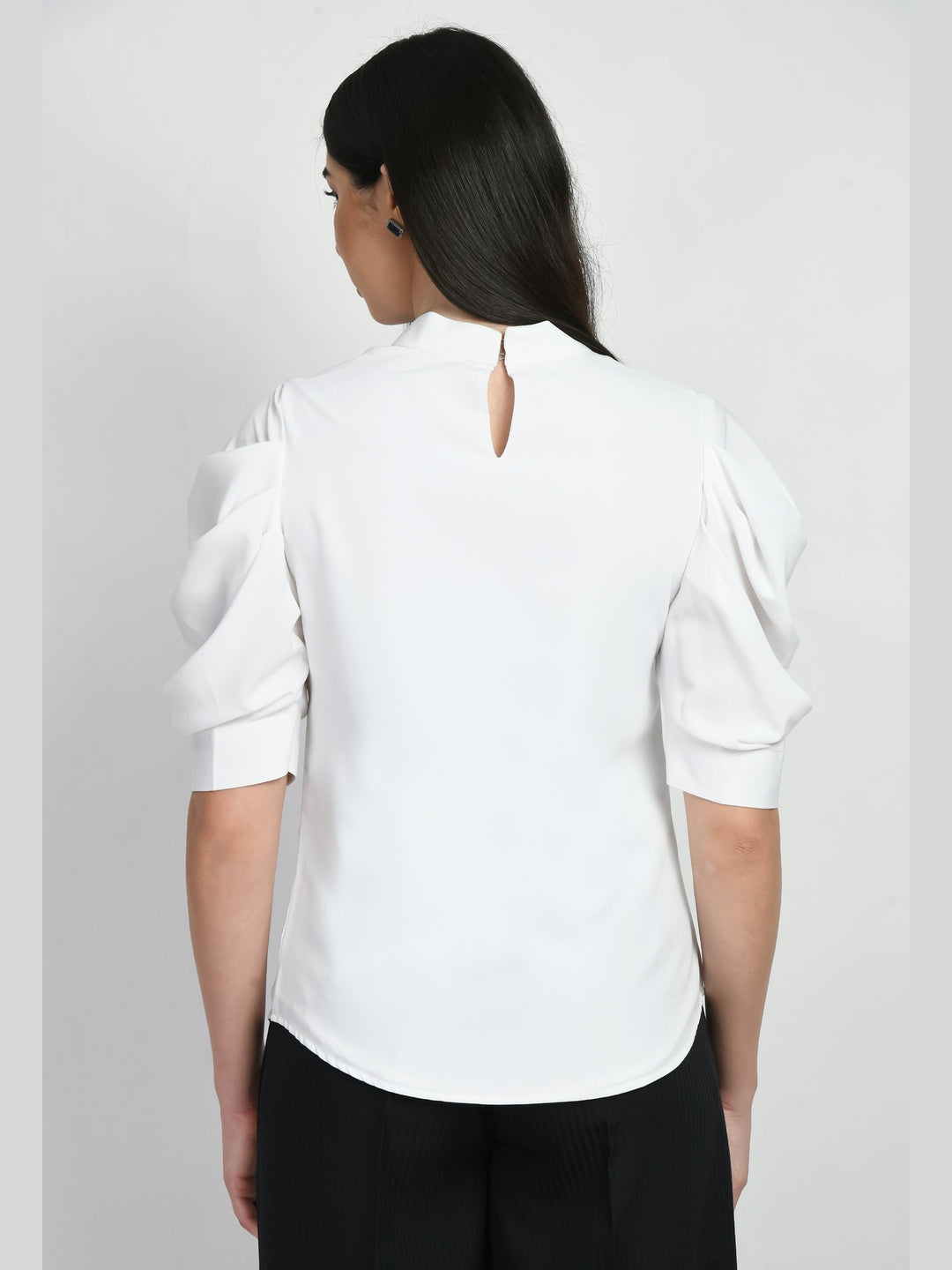 Exude Purpose Cowl Sleeves Top White Tops