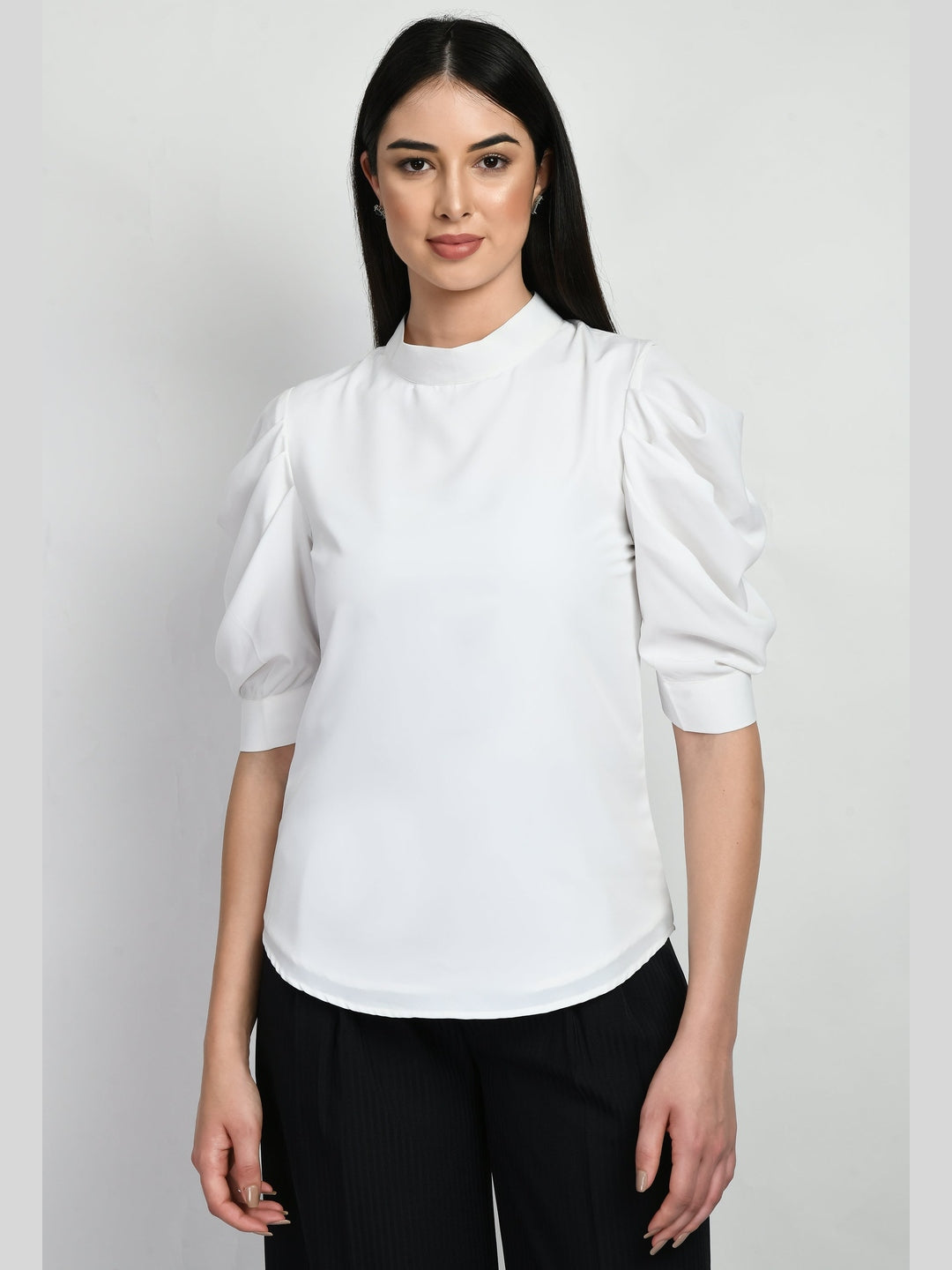Exude Purpose Cowl Sleeves Top White Tops