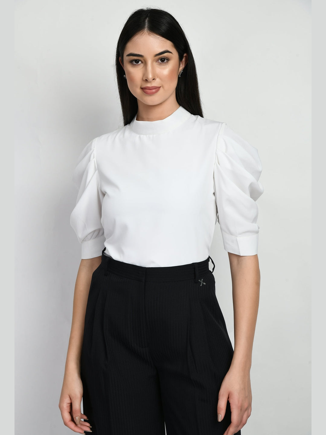 Exude Purpose Cowl Sleeves Top White Tops