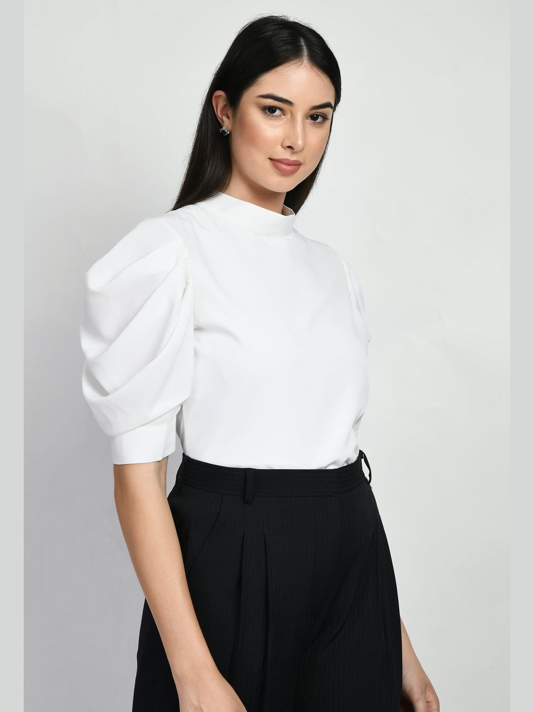 Exude Purpose Cowl Sleeves Top White Tops