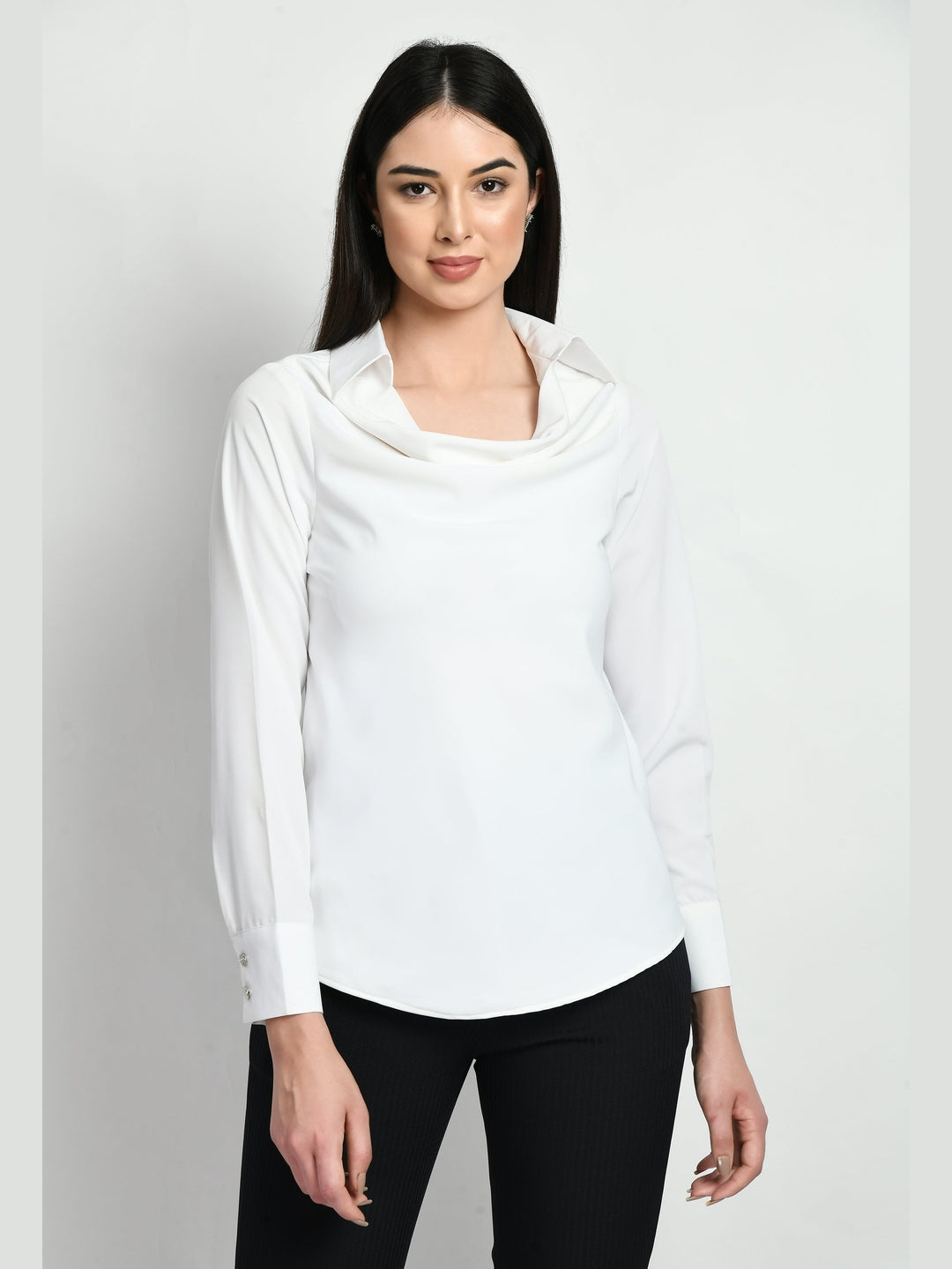 Exude Freshness Cowl Neck Top White Tops