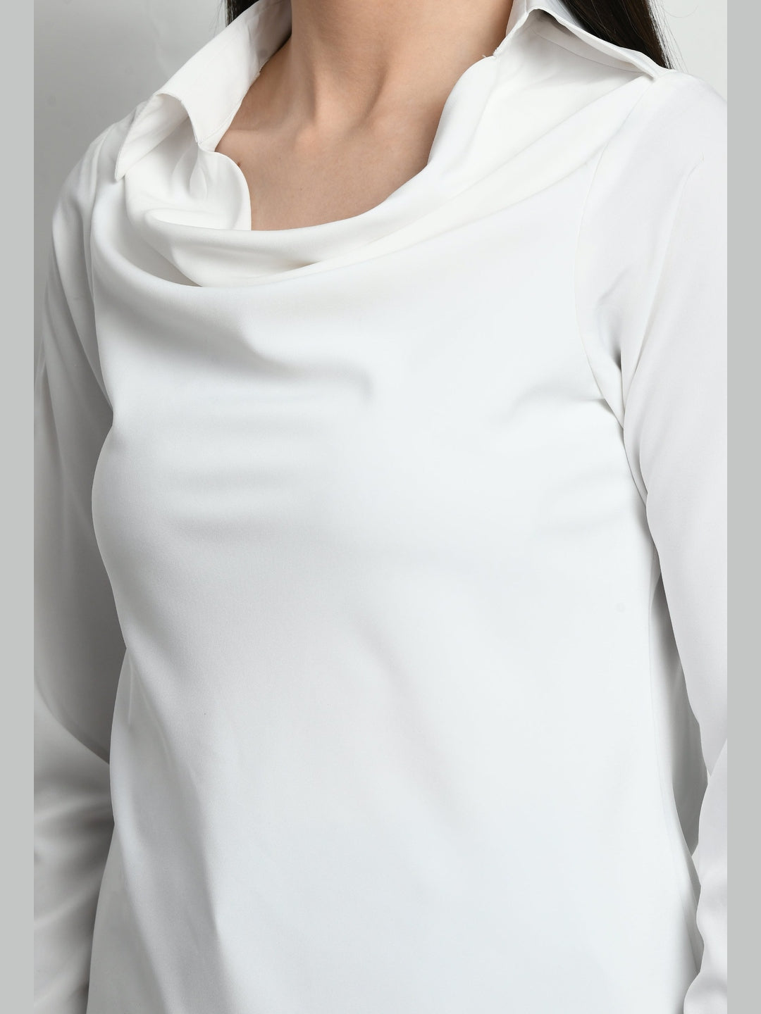 Exude Freshness Cowl Neck Top White Tops