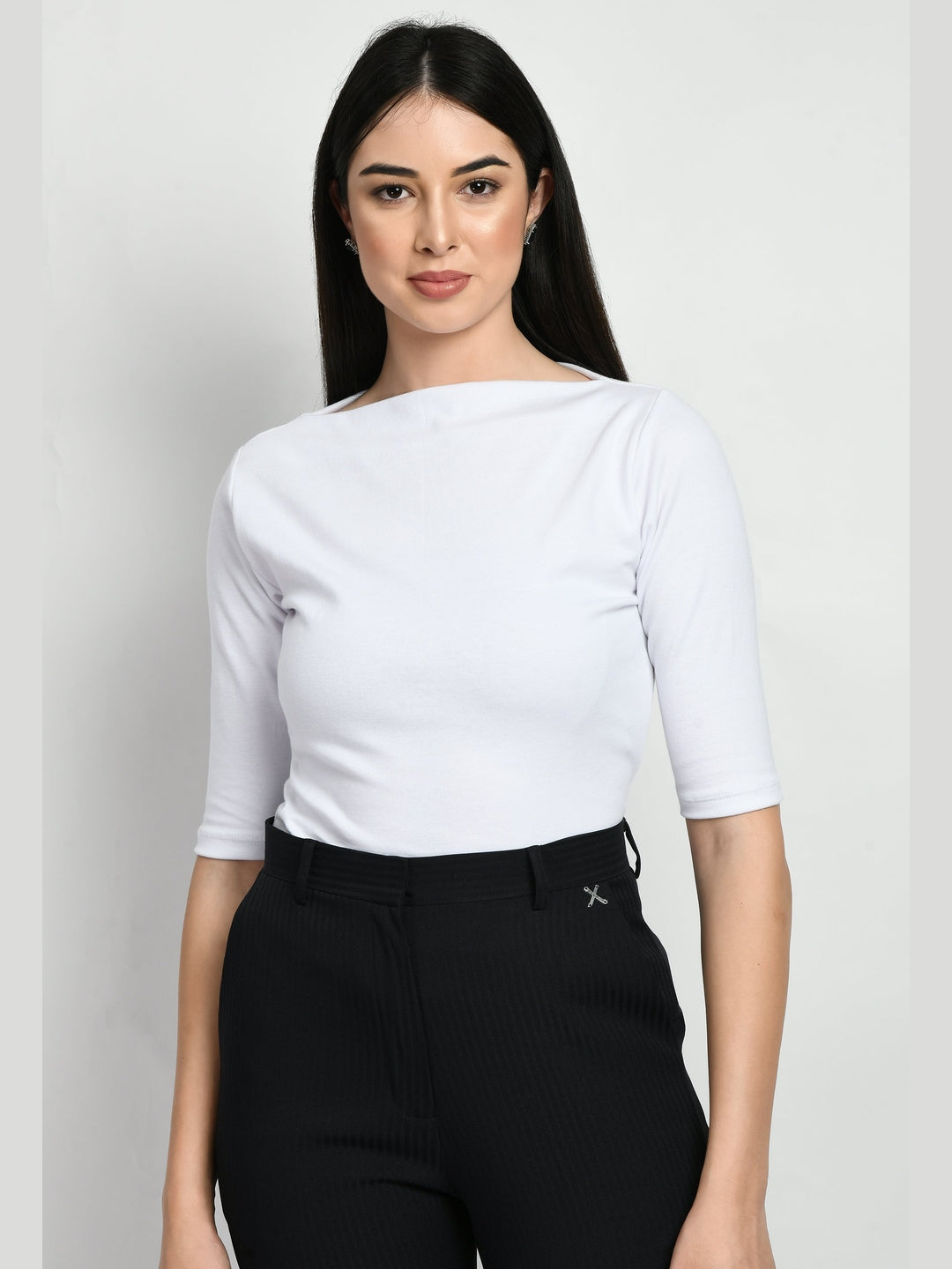 Exude Gratitude Boat Neck T-shirt (White)