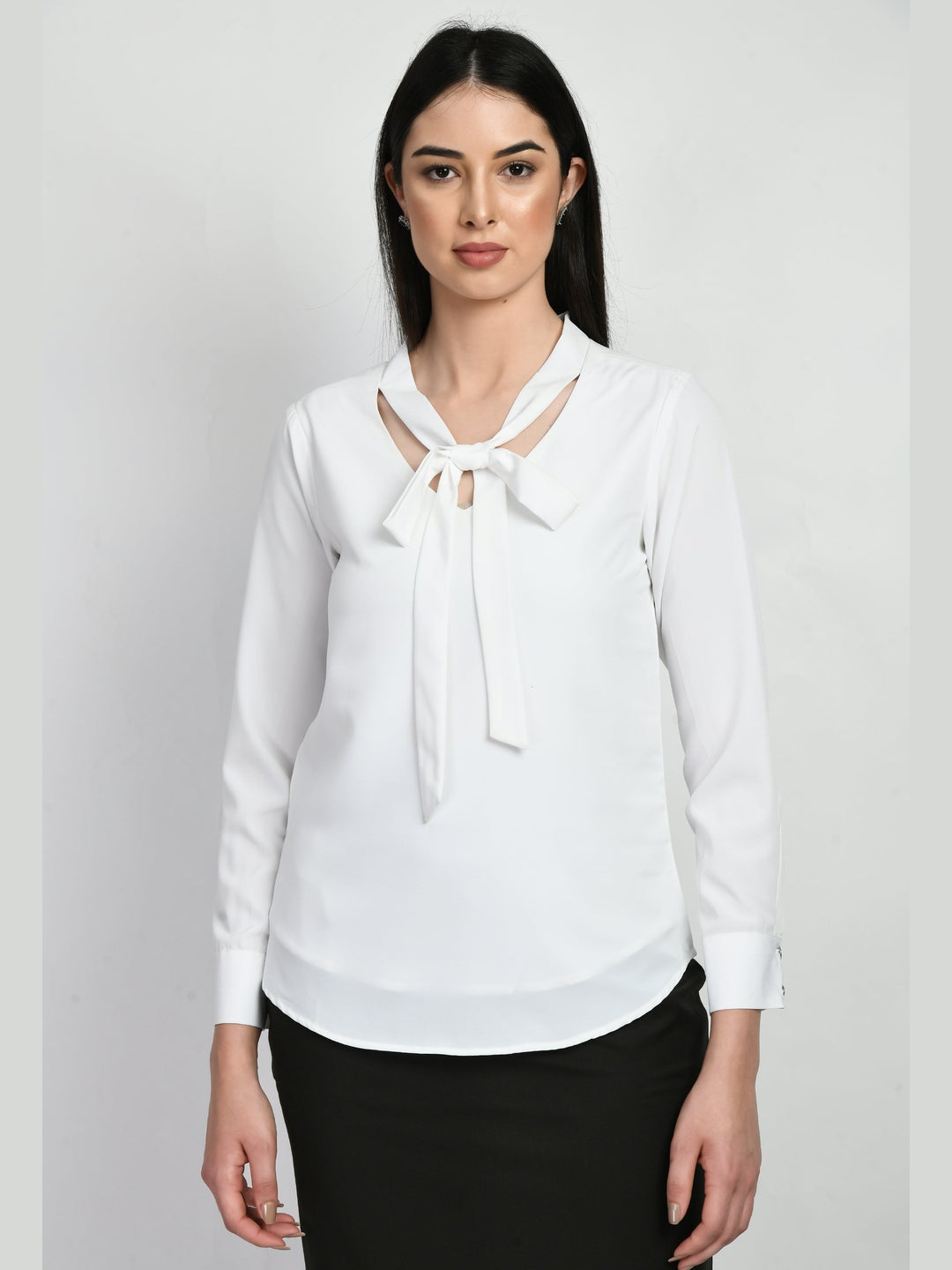 Exude Wisdom V-neck Tie Up Top White Tops