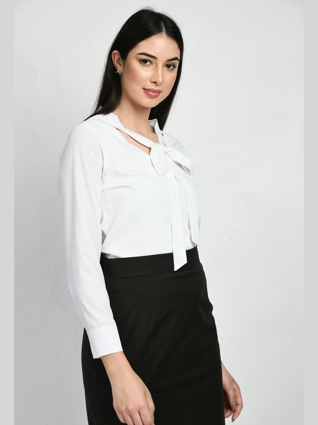 Exude Wisdom V-neck Tie Up Top White Tops
