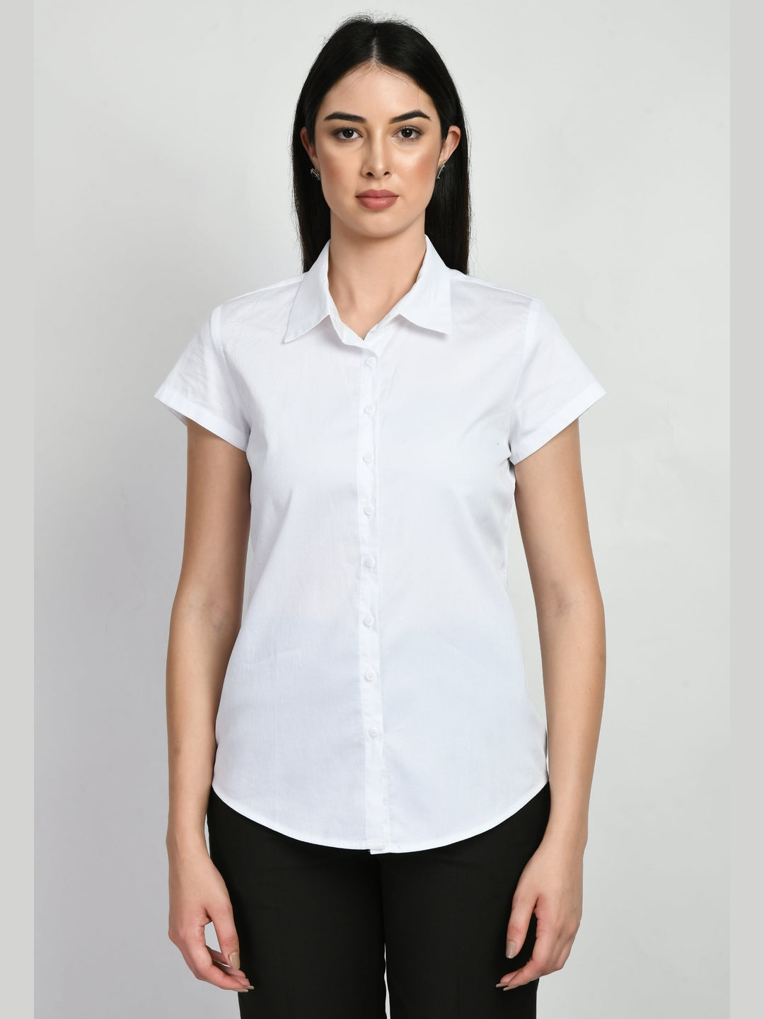 Exude Creativity Cap Sleeves Shirt White Shirts