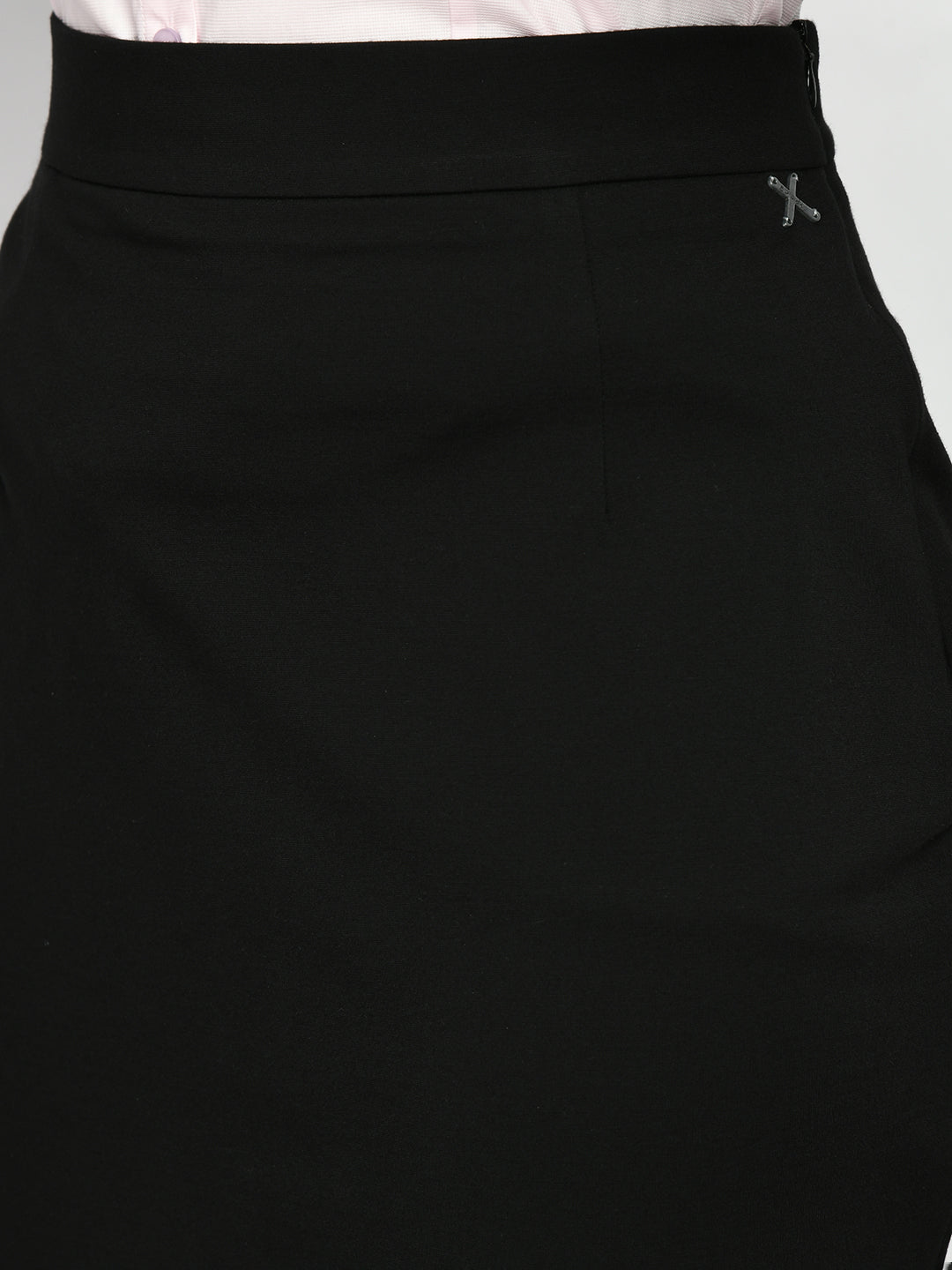 Exude Leadership Solid 4 Way Stretch Pencil Skirt Black Skirt