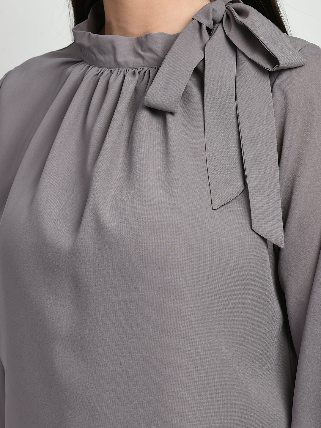 Exude Honesty Side Knot Top Lilac Grey Tops