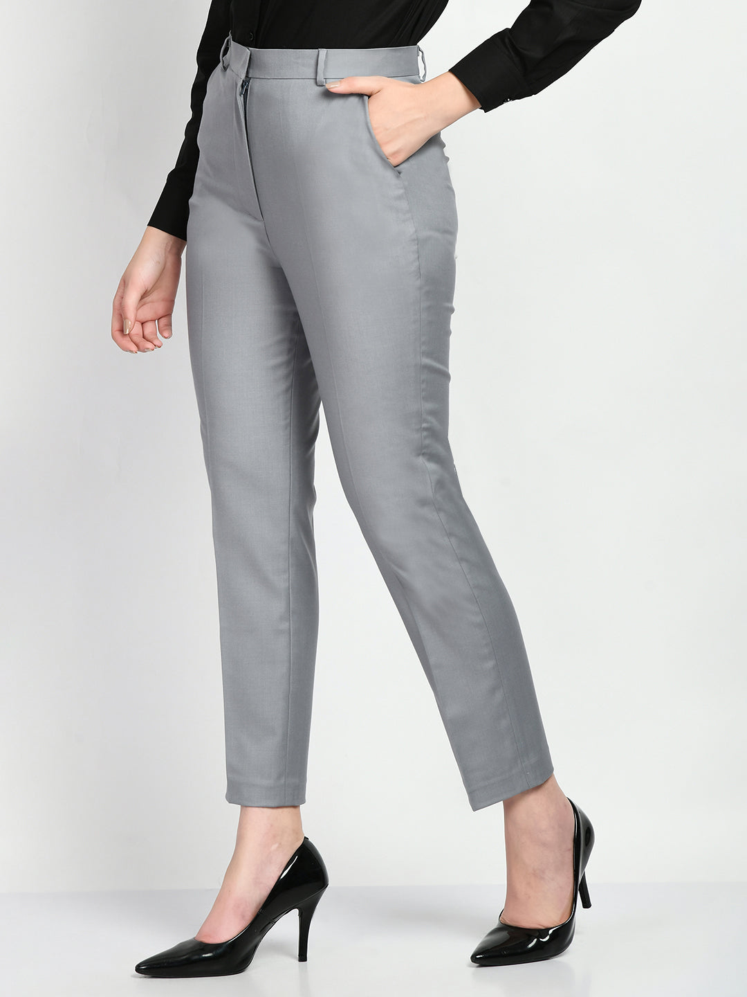 Exude Adroitness Straight Trousers Grey Trouser
