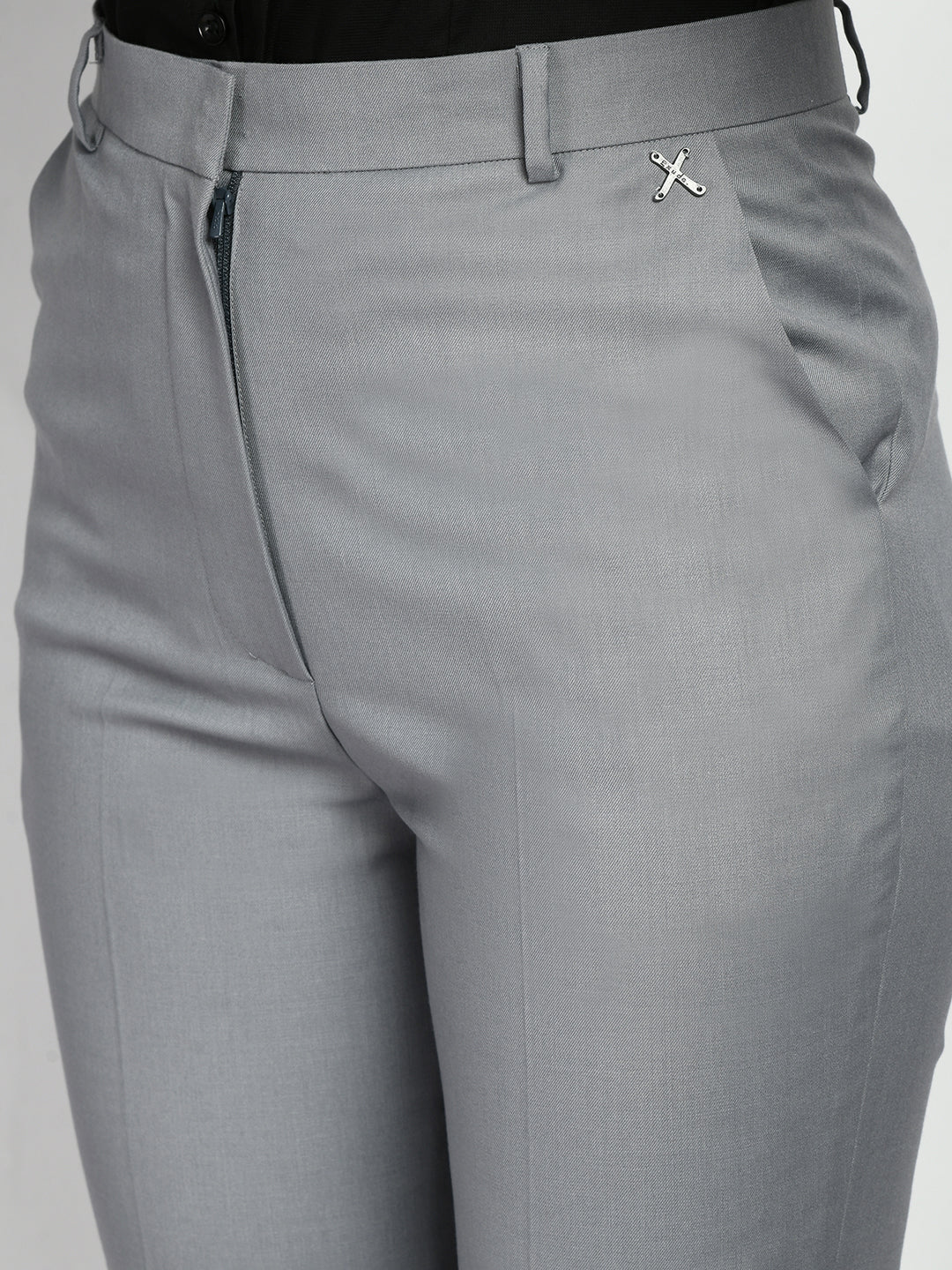 Exude Adroitness Straight Trousers Grey Trouser