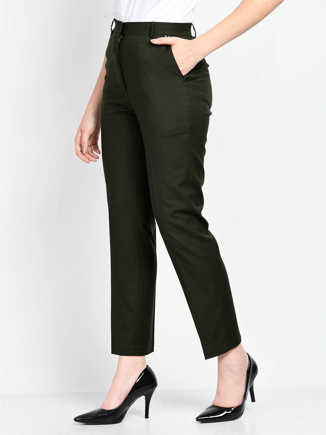 Exude Adroitness Straight Trousers Olive Trouser