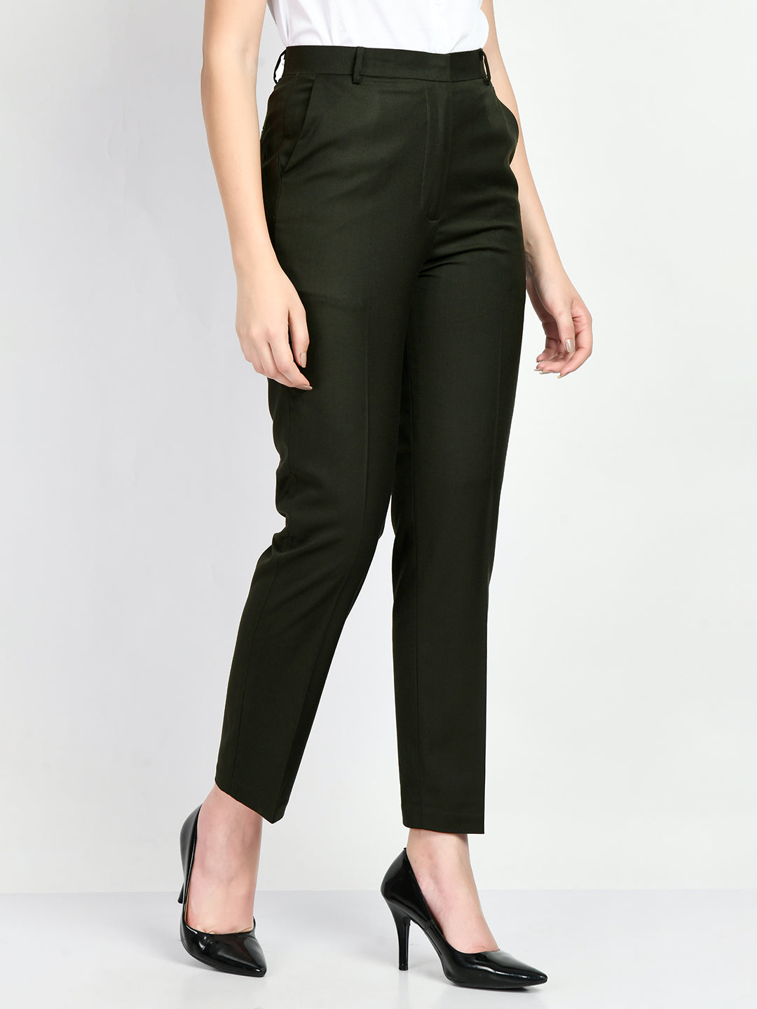 Exude Adroitness Straight Trousers Olive Trouser