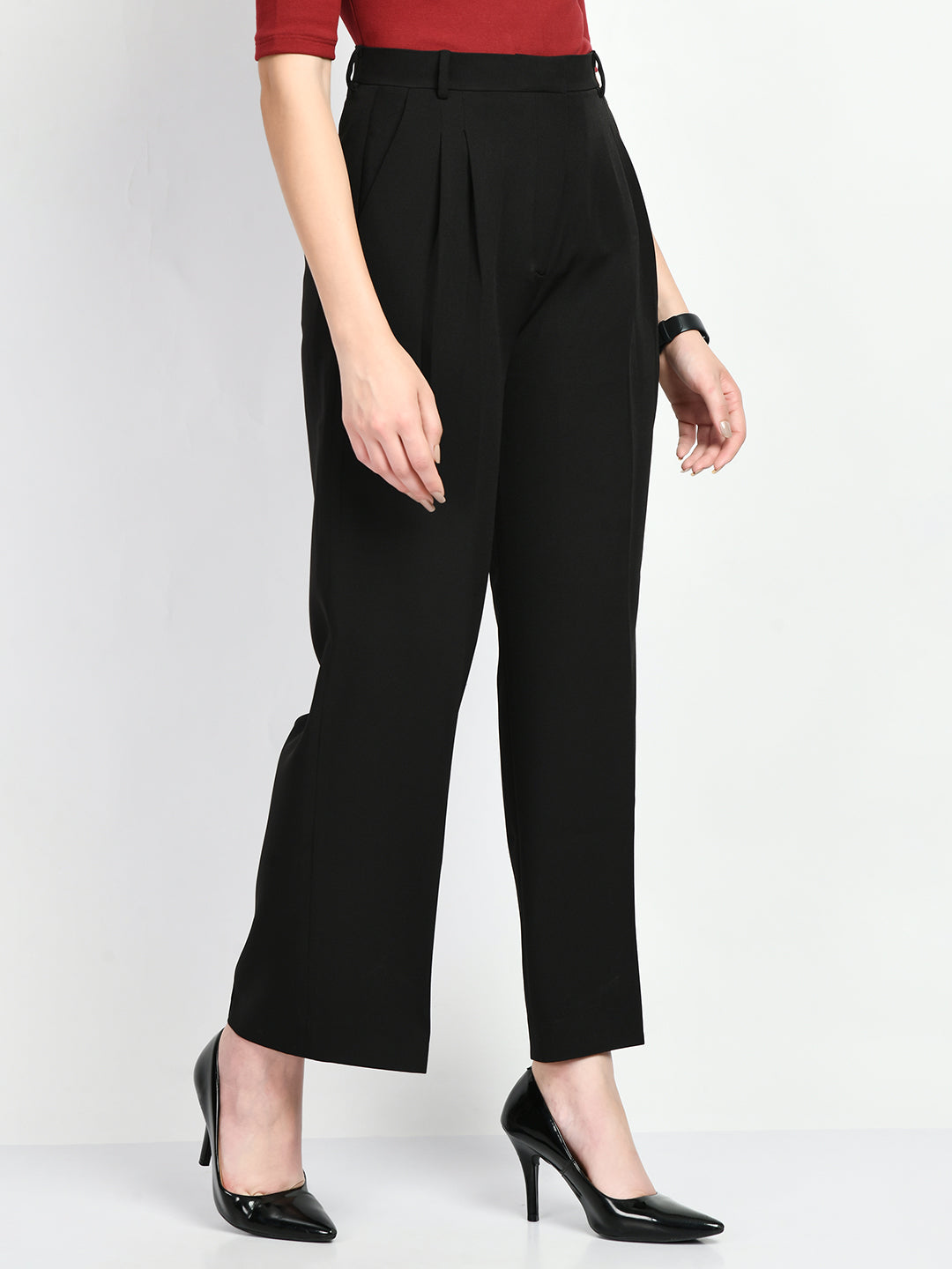 Exude Influence Solid Wide Leg Trousers Black Trouser
