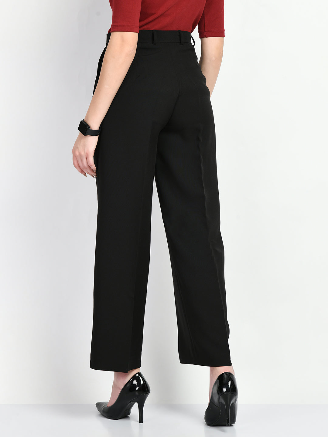 Exude Influence Solid Wide Leg Trousers Black Trouser