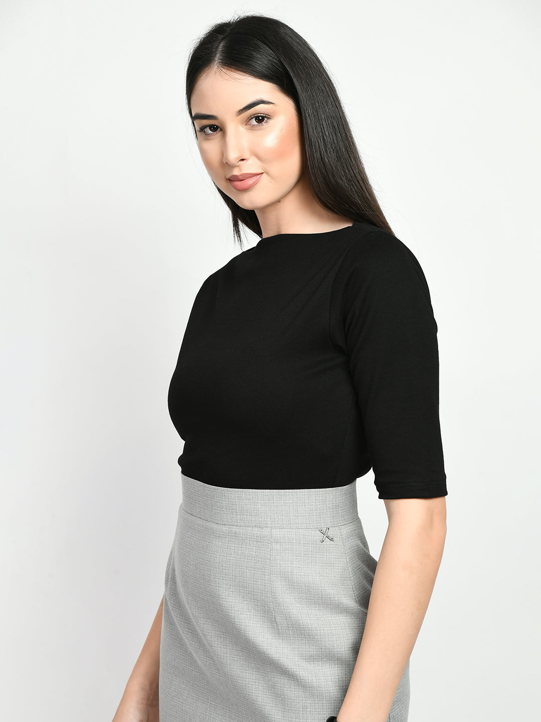 Exude Gratitude Boat Neck T-shirt Black T-Shirts