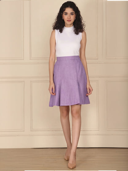 Exude Linen Bloom A-line Skirt Lilac