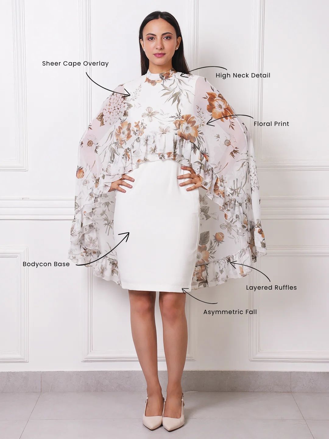 Exude Flora Cape Dress