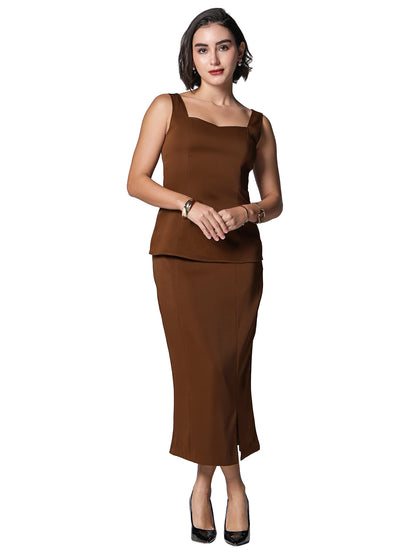 Exude Mocha Grace Midi Skirt 