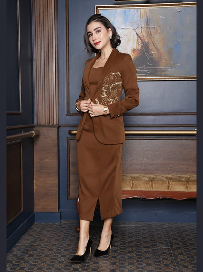 Exude Mocha Grace Midi Skirt 