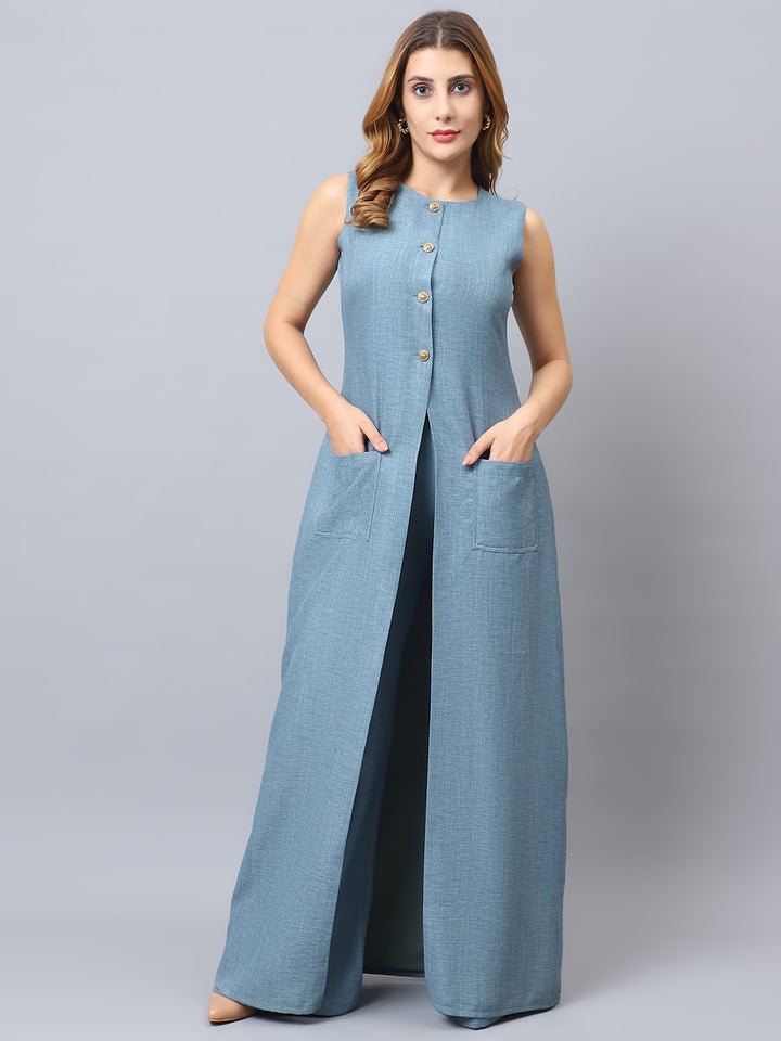Exude Luxe Linen Set Cyan 