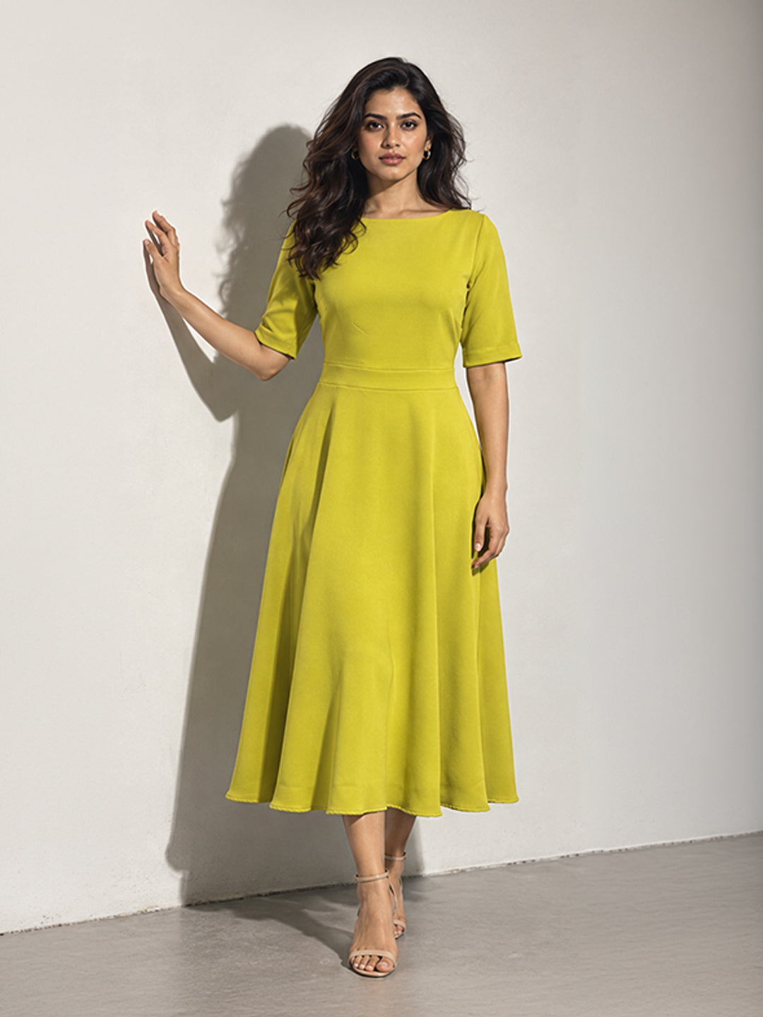 Exude Epitome Classic A-line Dress (Lime)