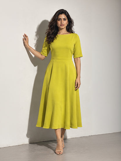 Exude Epitome Classic A-line Dress (Lime)