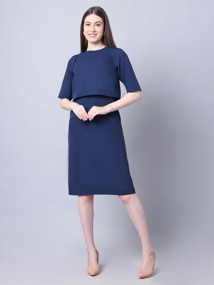 Exude Ethereal Oversize Top Dress Navy 