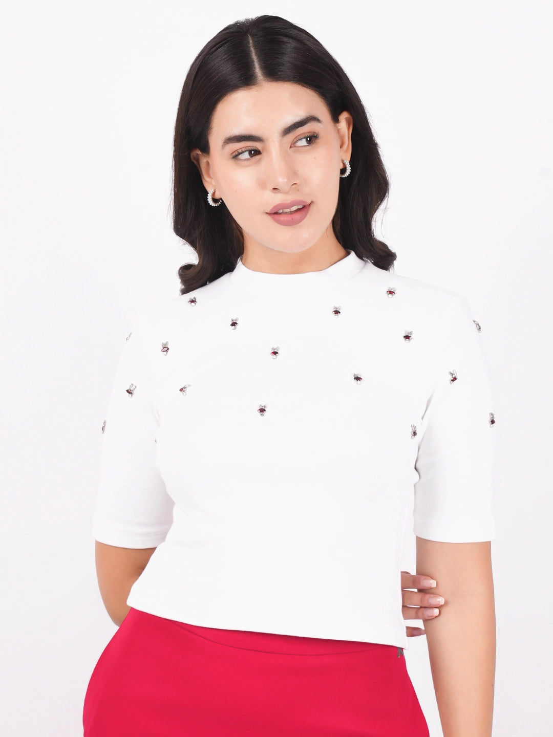 Exude Embellished Rib Knit Top