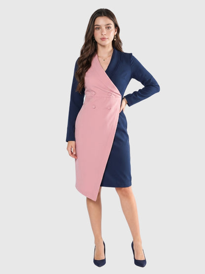 Exude Blush Noir Dual-Tone Blazer Dress
