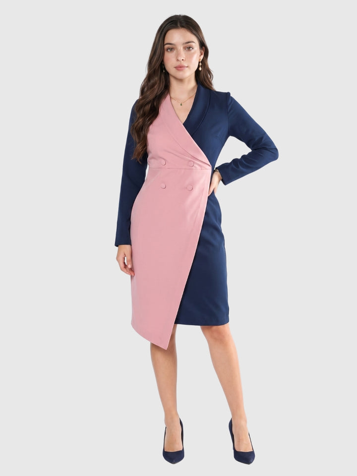 Exude Blush Noir Dual-Tone Blazer Dress