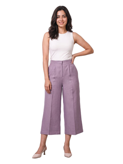 Lilac Linen Pleated Culottes