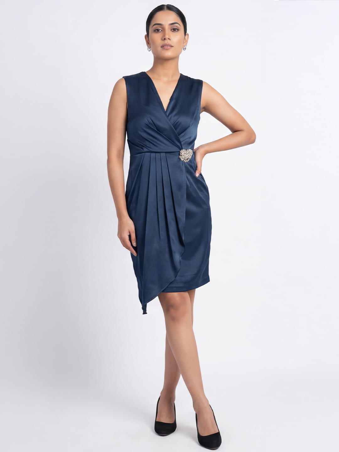 Exude Midnight Charm Satin Dress