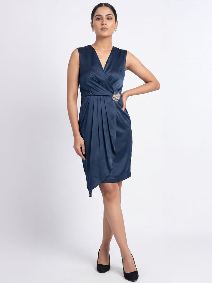 Exude Midnight Charm Satin Dress