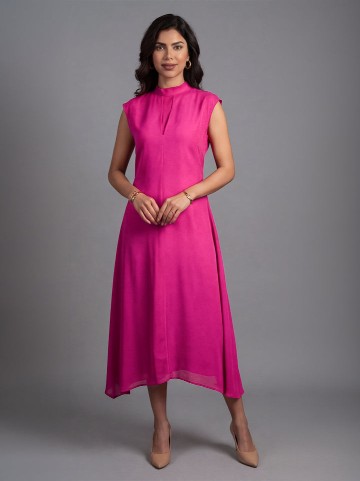 Exude Vibrance Open Back Midi Dress (Rosy Pink)
