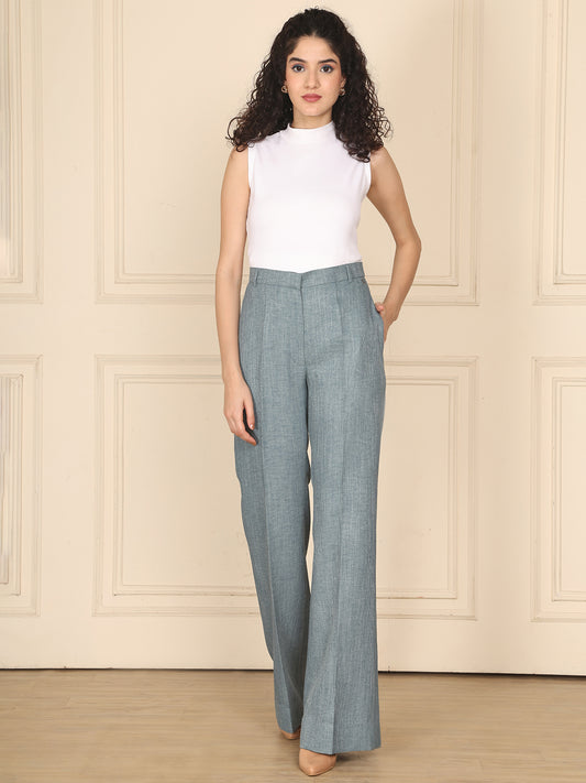 Exude Linen Ease Trouser Cyan