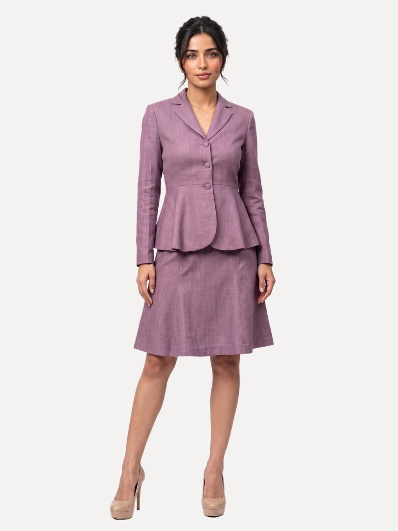 Lilac Linen A-Line Blazer &amp; Skirt Set